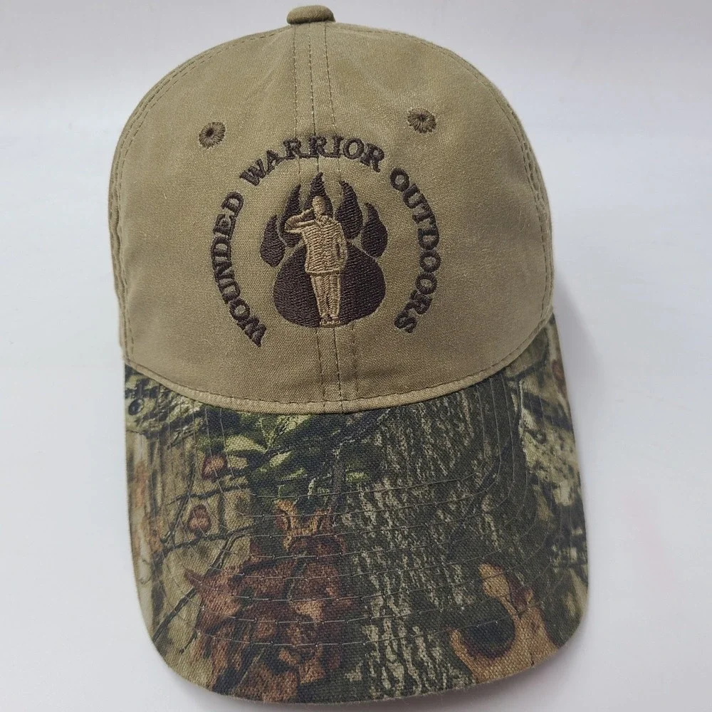 Wounded Warrior Outdoors Hat Strapback (Fits Small) Brown Camo Brim Casual Men‎